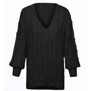 AFRM Womens Cable-Knit Oversized Sweater‎ Black Long Sleeve Size XS/S